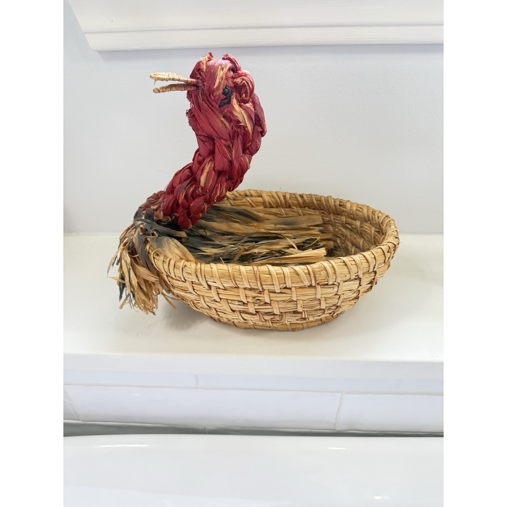 Vintage Rare Egg Holder Italian Hand Woven Collection Basket Made In Italy